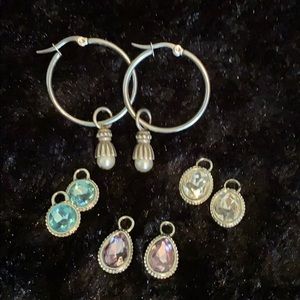 Two sets of Stainless Steel hoops with charms